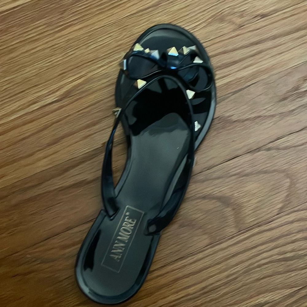 Black and gold flat sandals - brand new
